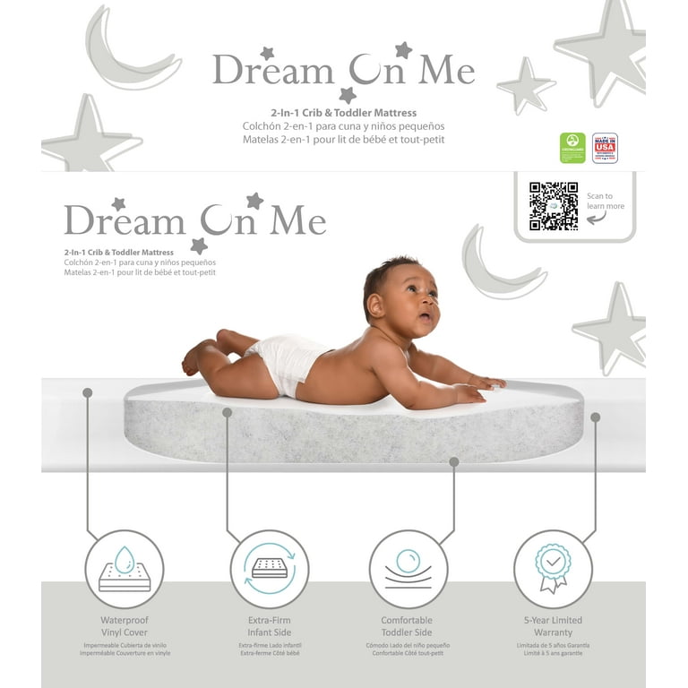 Dream on Me Asheville 4 Firm Fiber Crib Toddler Mattress Greenguard Gold Certified Grey Walmart