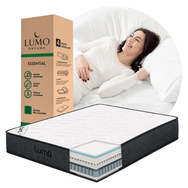 Colchon Individual en Caja 20 cm Premium Memory Foam Transpirable 10 Capas Espuma de Alta Densidad blanco