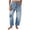 Light Blue, variant on Women Loose Round Bucket Horseshoe Jeans with Wide Leg Patches and Low Waist Denim Pants with Pockets