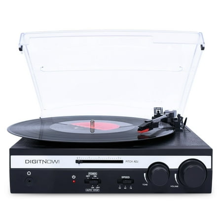 DIGITNOW! Turntable Vinyl LP Record Player/Converter with Pitch Control, Tone Control/ PC Encoding/Recording, Aux in/Built-in stereo speakers, RCA Ouput, 3.5mm Headphone jack,digitizer LP with