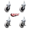 thumbnail image 2 of 3 Inch Polyurethane Wheel 5/16 Inch Threaded Stem Caster Set with 2 Brakes SCC, 2 of 2