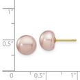 thumbnail image 5 of Auriga Fine Jewelry 14K Yellow Gold 8-9mm Purple Button Pearl Stud Earrings for Women, 5 of 5