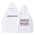 thumbnail image 2 of Kids Boys Girls Jesus Loves You Hooded Sweatshirts Graphic Letter Print Sweatshirt Long Sleeves Warm Oversize Pullover Cute Kids Clothes for Children Girls Boys 4-5 Years, 2 of 4