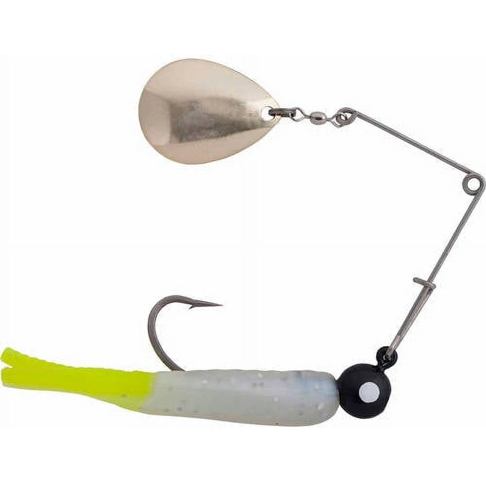 (5 pack) Johnson Original Beetle Spin Fishing Lure, Pearl Holo/Chartreuse, 3 in