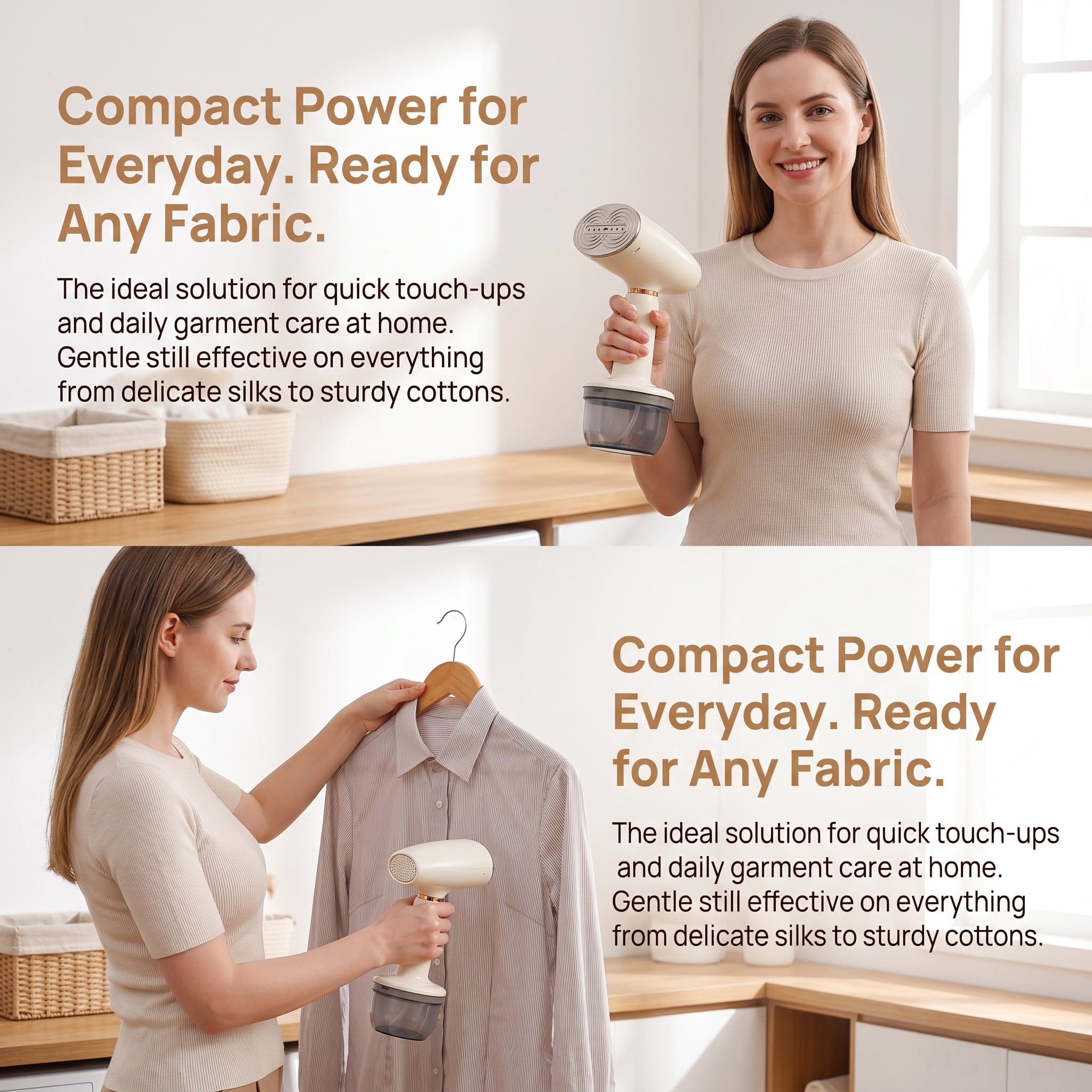 Handheld Steamer for Clothes with 2-Level Temperature Control, 1000W Portable Travel Garment Steamer & Mini Iron, 60-Min Continuous Steam for Home and Travel, Heat-Resistant Design