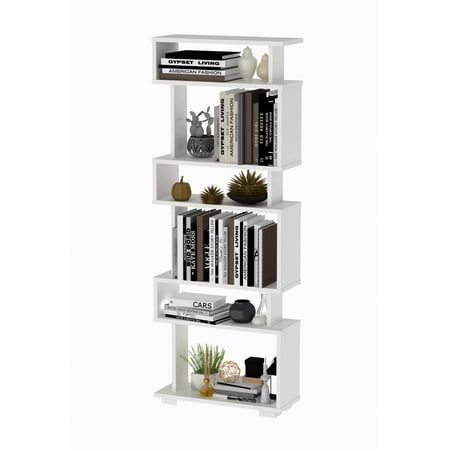 Mud Room Designs Small Spaces Prestige Decor Modern Design Pandora Bookcase and Book Shelve 5 & 3 Shelf- Wooden Bookshelve for Small Spaces White Bookcase ()