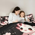 thumbnail image 4 of Feelyou Kawaii Axolotl Bedding Comforter Set 7-Piece for Kids, Black Pink Cherry Blossoms King Bedding Sets, Cute Animal Reversible Bed Sheets, Super Cozy Room Decor, 4 of 7
