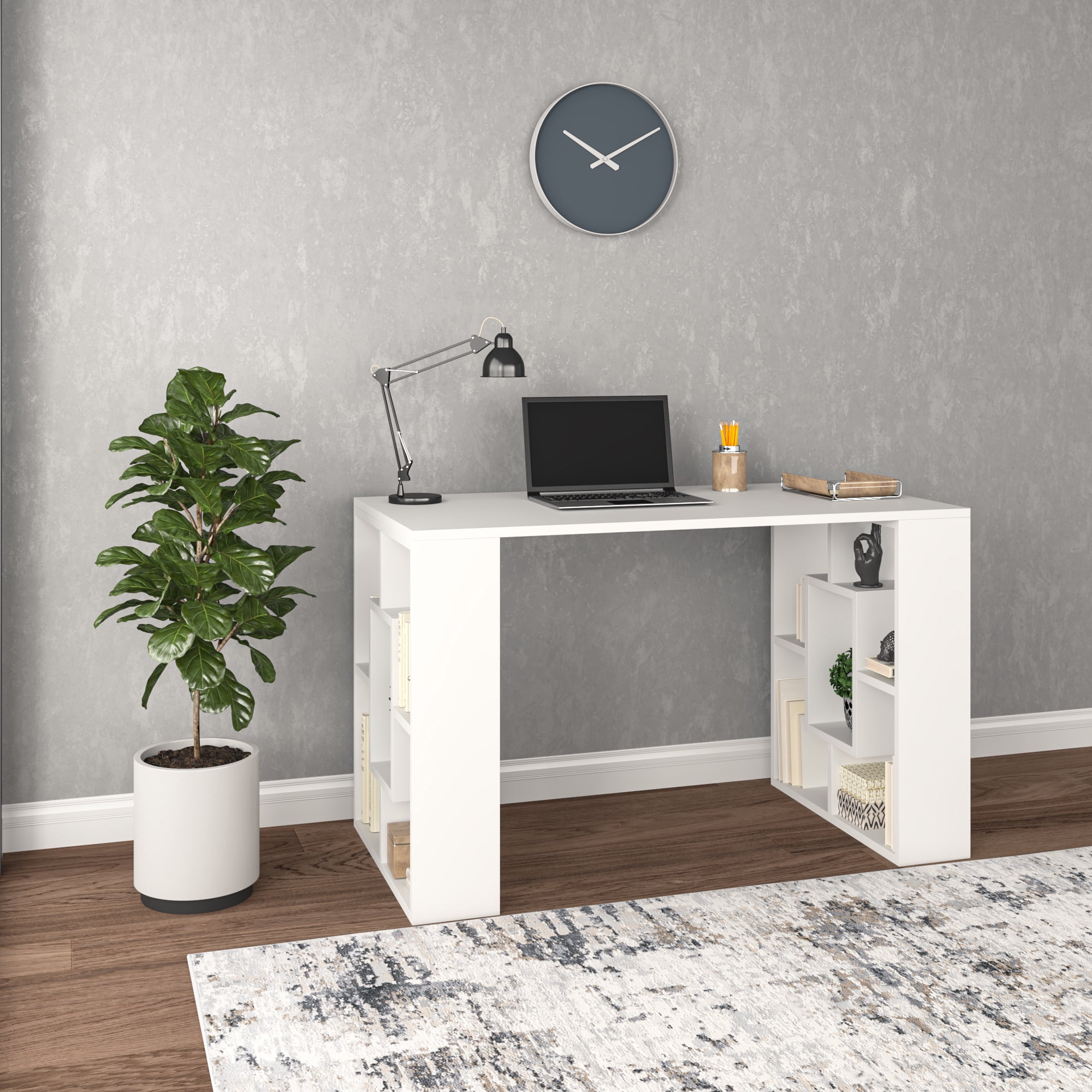 Ada Home Decor Furniture 2 Tier White Margate Modern Desk