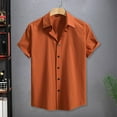 thumbnail image 2 of LIUJUNSHOP Men's Casual Short Sleeve Shirt Classic Collar Loose Fit Summer Comfort Wear Versatile Top For Daily Outings Orange XXXL, 2 of 8