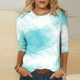 thumbnail image 2 of CHOK Ichuanyi Hauts pour Femmes Liquidation d'Été T-shirt Imprimé Mode pour Femmes Blouse Mi-Longue Manches 3/4 Col Rond Hauts Décontractés, 2 of 5
