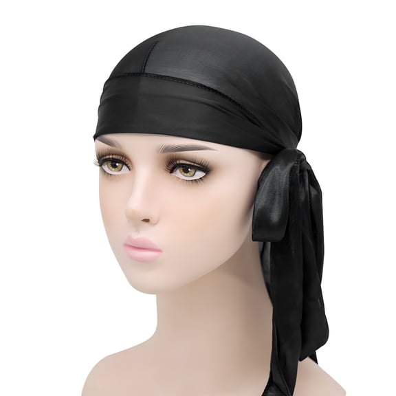 TELOLY Silky Durag for Men Women, Satin Du-Rag Headwrap Turban with Long Tail and Adjustable Wide Straps for All Hair Types Silk Durag for Men