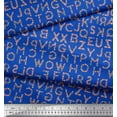 thumbnail image 2 of Soimoi Blue Cotton Voile Fabric Floral Alphabet Text Printed Fabric 1 Yard 42 Inch Wide, 2 of 3