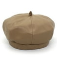 thumbnail image 2 of SikaFu Autumn And Winter Solid Leather Beret Lady PU Painter Hats Version Of Fashion Pumpkin Hat Wild Octagonal Hat Tide Hat, 2 of 9