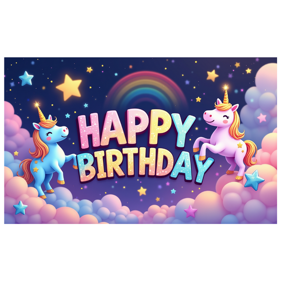 LUUFILx Unicorn Happy Birthday Party Backdrop Colorful Banner Decorations Photography Props Kids Celebration Background Rainbow Stars Cloud Decorations