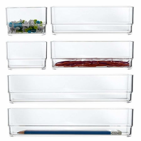 Stori Clear Plastic Vanity And Desk Drawer Organizers 6 Piece Set Stori Clear Plastic Vanity And Desk Drawer Organizers 6 Piece Set Com
