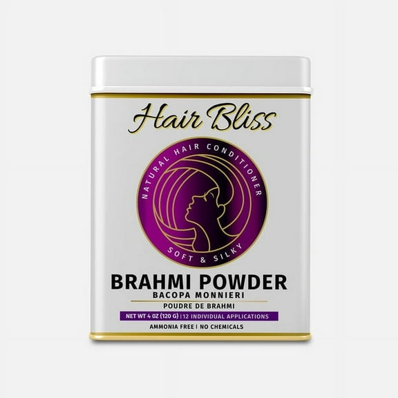 Hair Bliss- Natural Brahmi Bacopa Herbal Hair & Skin Conditioning Powder-12 ct, 10 gms Sachets, Reusable Brush & Tray Included