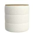 thumbnail image 2 of Mona Storage Ottoman, 19 Inch Round Lift Top, Channeled Ivory Boucle, 2 of 3