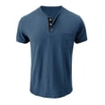 thumbnail image 6 of Mens Henley Shirts Lightweight Casual Summer 3 Button Tees Tops Cotton Classic Work Blend T-Shirts with Pocket,Dark Blue,XL, 6 of 6