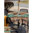 thumbnail image 5 of Outdoor Tablecloths with Umbrella Hole & Zipper, Western Texas Star Retro 54x54 Inch Square Tablecloths, Vintage Farmhouse Brown Teal Wooden Waterproof Table Cloth, Patio/Pool/Picnic Table Covers, 5 of 8