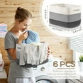 thumbnail image 7 of 6 Pack Storage Baskets for Shelves 14.8'' x 9.8'' x 8.9'' Cotton Rope Woven Basket for Storage Back to School Organizer Bins with Handle for Organizing Nursery Classroom Playroom(Grey), 7 of 7