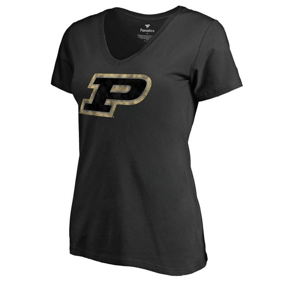 Women's Black Purdue Boilermakers Classic Primary V-Neck T-Shirt