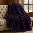 thumbnail image 5 of Lavish Home Mink Faux Fur Blanket - 91x81 Washable Bedding or Throw, Purple, 5 of 7