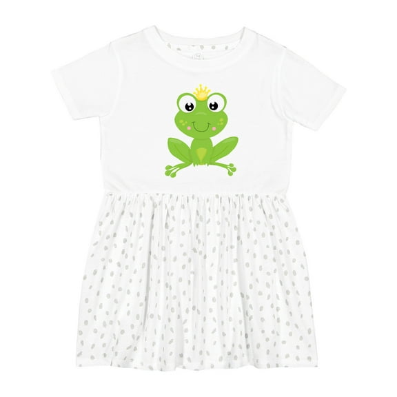 Inktastic Cute Frog, Green Frog, Crown, Frog Prince Girls Toddler Dress