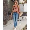 thumbnail image 3 of Cogild Halloween Sweaters for Women Fall Sweater Fair Isle Knit Pumpkin Maple Leaf Pattern Crew Neck Long Sleeve Pullover, 3 of 12