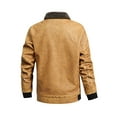 thumbnail image 4 of Gvmfive Men Plush Lining Full Zip Lapel Neck Long Sleeve Faux Leather Jacket, 4 of 5