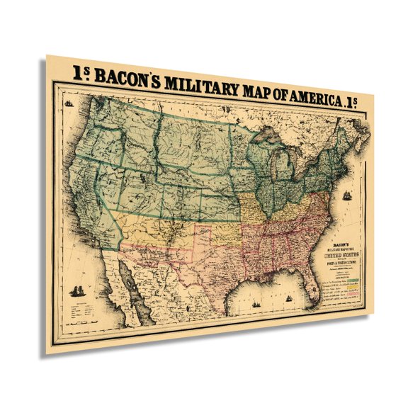 1862 Military Map of the United States - Vintage Map of the United States - American Civil War Map showing forts and fortifications - US Civil War Map