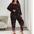 thumbnail image 2 of LYEAA Plus Size Pajama Sets for Women Heart Print Long Sleeve Top and Pant Lightweight Sleepwear Loose Nightwear, 2 of 5