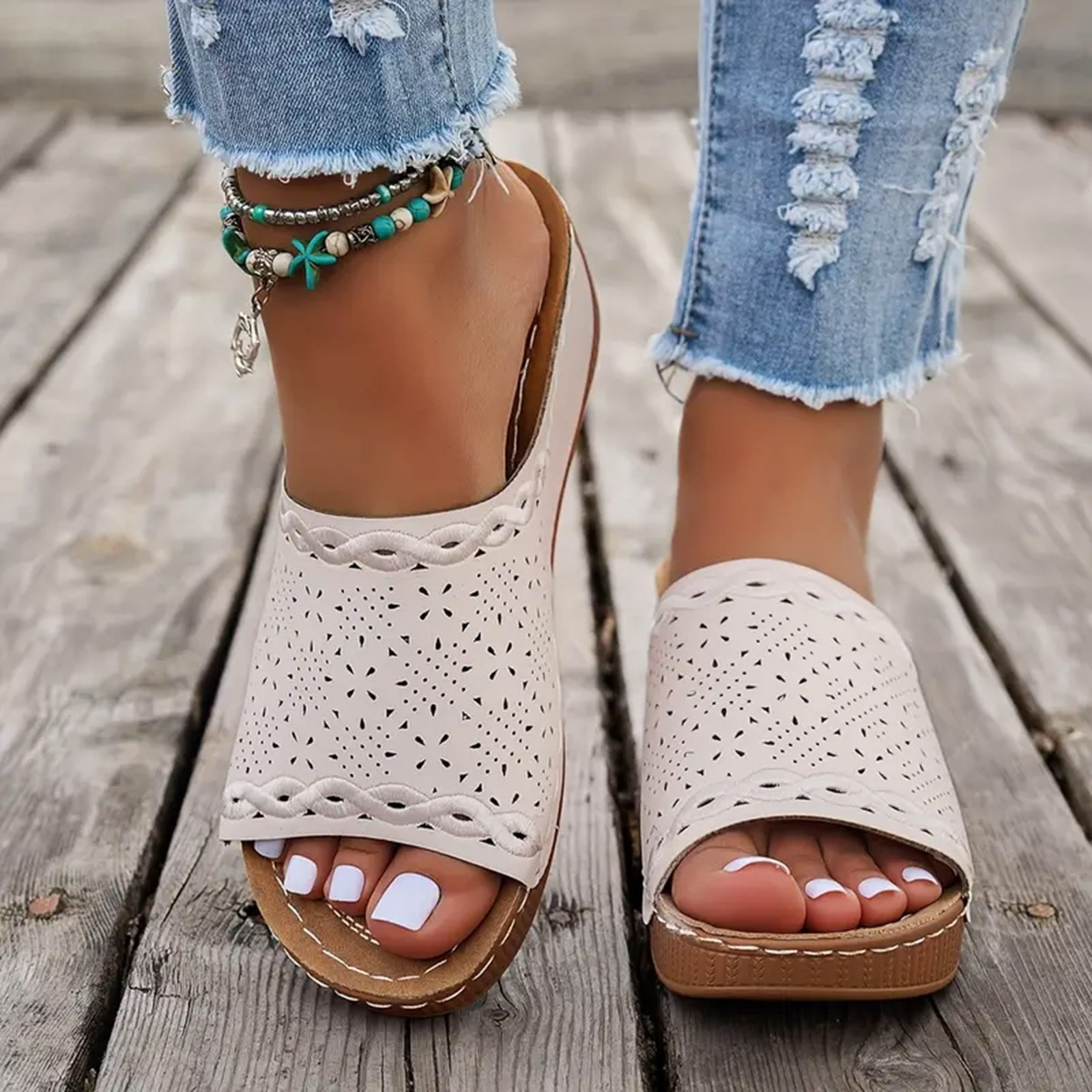 Womens Soft Sole Wedge Sandals with Arch Support Massage Adjusta 並行輸入品 Women\u0027s Platform Wedge Sandals with Straps - Soft Sole, Comfortable, Casual  Summer Shoes