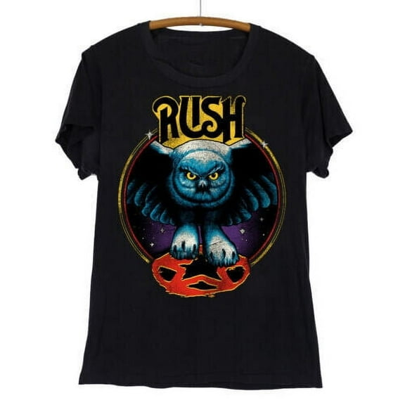 Vintage Rush Band Black T-Shirt Gift Fans Rock Music All Size