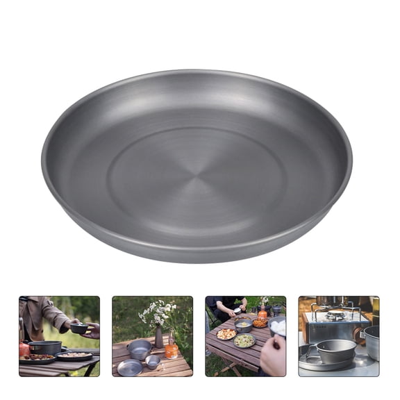 LOLIPPYY 1 Pc Rust-Resistant Aluminum Alloy Camping Plate for Outdoor Barbecue and Food Serving