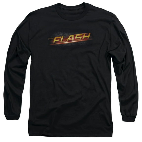 The Flash Logo Long Sleeve Adult 18/1 T-Shirt Black