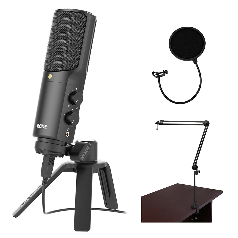 Rode Versatile Studio-Quality USB Cardioid Condenser Microphone (Black) Bundle with Two-Section Broadcast Arm and Pop Filter - Walmart.com