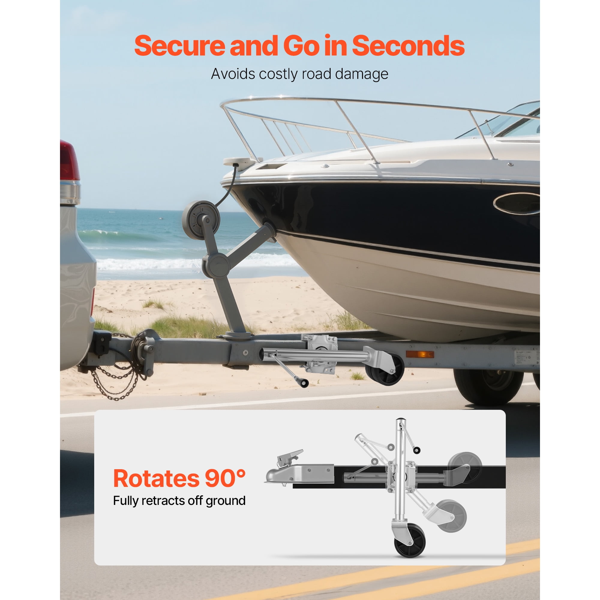 KFFKFF Trailer Jack with Wheel, 2000 lbs Capacity, Durable Swivel Design with Dual PP Wheels & Comfortable Handle, 15-27 Inch Adjustable Lift, Suitable for RVs, Boats, and Utility Trailers