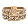 thumbnail image 1 of Pulsera de estilo de moda para mujer, pulsera magnética con diamantes de imitación y cuero artificial de PU suave, 1 of 5