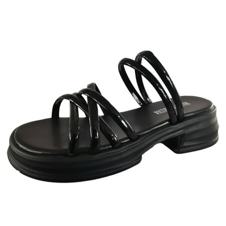 

PEASKJP Women Sandals Womens Comfortable Cute Flat Thong Sandals - Women s Summer Sandal Shoes with Adjustable Ankle Buckle T-Strap (Black 7.5)