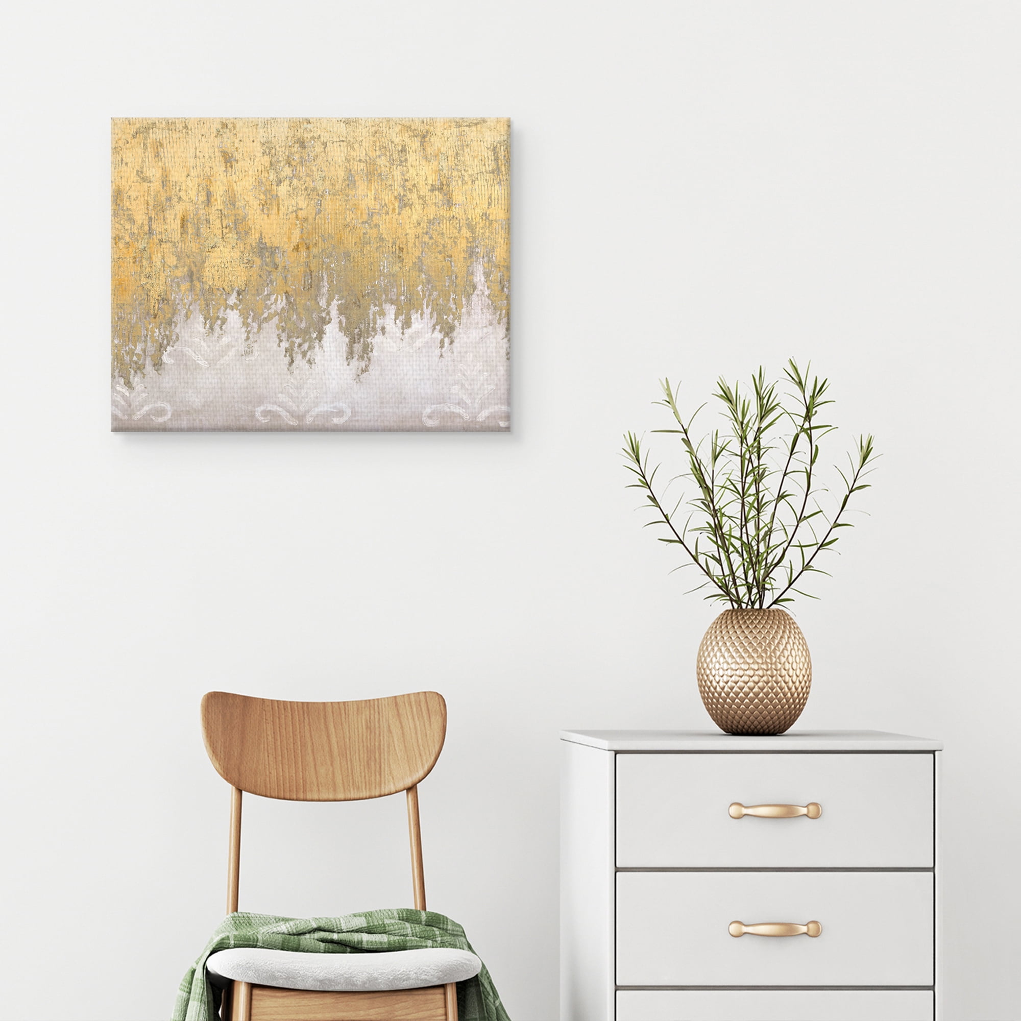 Gold & White Abstract by Willowbrook Art Print