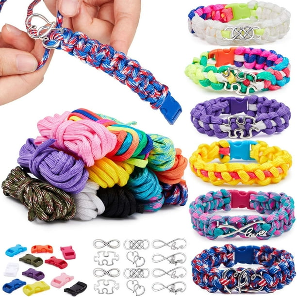 12 Colors Paracord Bracelet Making Kit DIY dship Bracelets Set for Girls  Charm Jewelry Making Kit Birthdays Gifts Art and Crafts for Teen Kids Age  8+ 