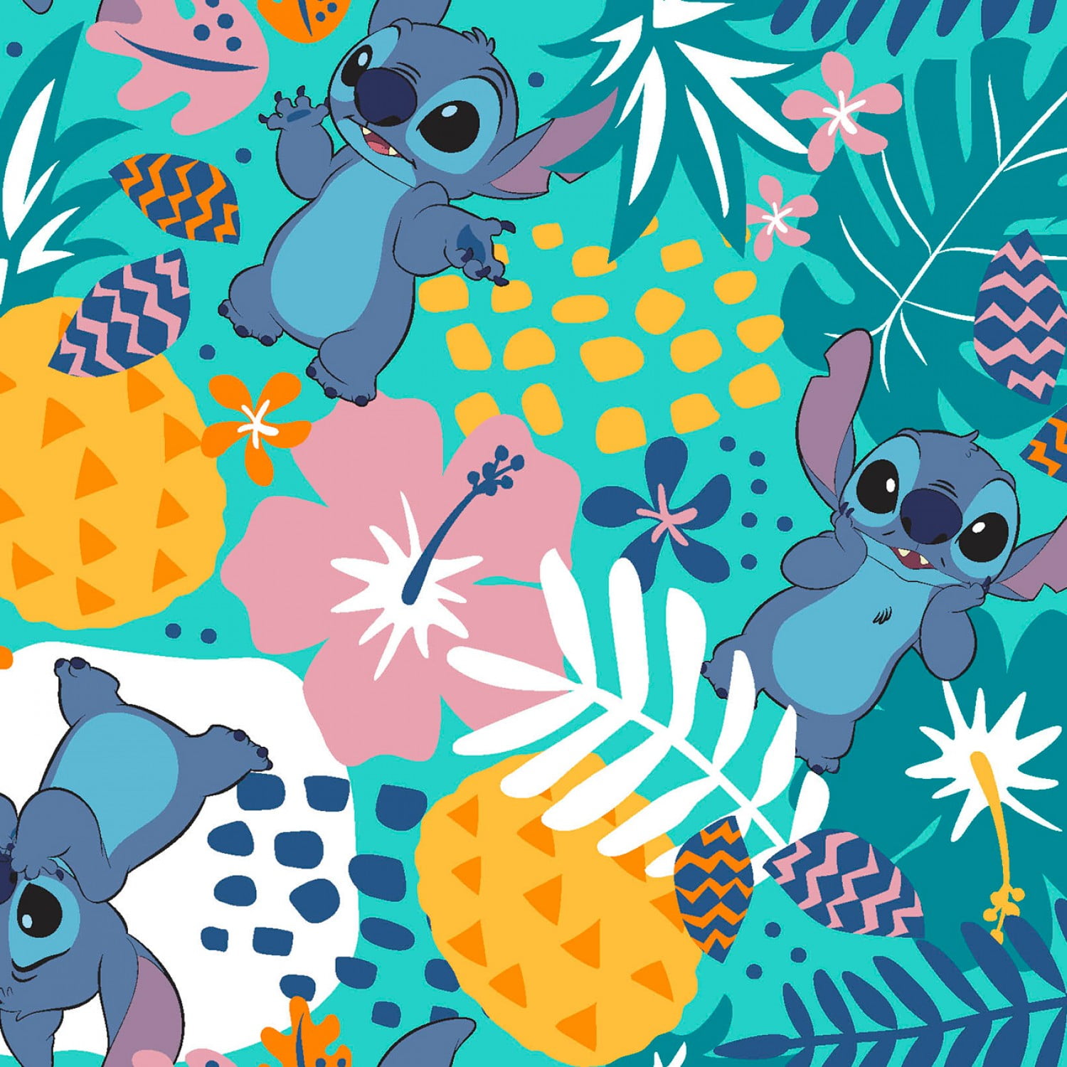 Disney Lilo & Stitch in The Jungle 100% Cotton Fabric Sold by The Yard -  