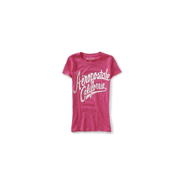 Aeropostale playera adornada con gráfico pintado de vinilo para mujer, rosa, mediano Aeropostale Camiseta adornada