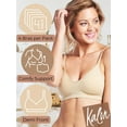 thumbnail image 2 of Kalon 4 Pack Women's Demi Wireless Padded Bralette Hook and Eye Bra Back, 2 of 9