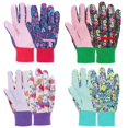 thumbnail image 1 of Guantes de jardinería JUMPHIGH para mujer con estampado floral, 4 pares, tamaño mediano, 1 of 7