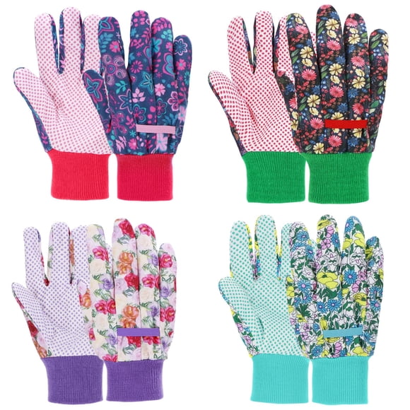 Guantes de jardinería JUMPHIGH para mujer con estampado floral, 4 pares, tamaño mediano