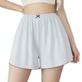 thumbnail image 1 of Pantalones cortos de pijama de satén de seda para mujer con bolsillos: pantalones cortos elásticos para dormir, suaves y transpirables, paquete de 2, 1 of 4