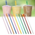 thumbnail image 2 of Pebbuoy Swirl Tumbler Straws Colorful Reusable Long Hard Translucent Plastic Drinking Straws Lightweight Safe Cup Straws for Home School Kitchen Restaurant Party, 2 of 7