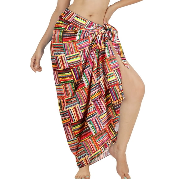 HAPPY BAY Women's Bikini Beach Wrap Swim Cover up Swimwear Summer Wraps Swimsuit Beachwear Sarong Coverups Skirts for Women One Size Multi, Stripes