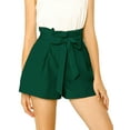 thumbnail image 5 of DARING DIVA Women's Bow Tie High Waist Short Paper Bag Shorts L Dark Green, 5 of 6